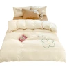 Korean-style fresh and ins style, skin-friendly, frosted and cute, patchwork embroidery craftsmanship, Rich Rabbit color-blocking four-piece bedding set Item Picture